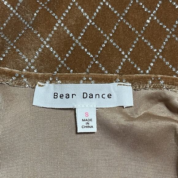 Velvet Diamond Check Print Bodysuit Top Size S Light Brown Metallic Cheeky NEW - Picture 11 of 14